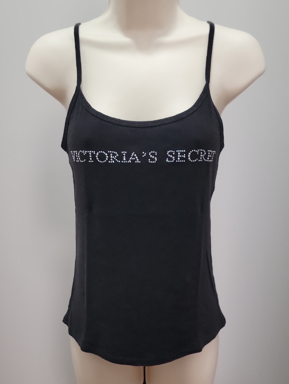 Vtg Victoria's Secret Black Studded Logo Camisole Top 2011 Sz XS
